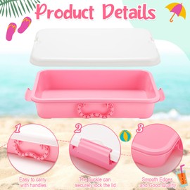 Blushtier 12 Pcs Colorful Portable Sand Tray with Lid Portable Sensory Bin Sand Plastic Box with Handle Sensory Play Sand Tray for Kid Boy Girl Indoor Outdoor Water Sand Bead Play, 15 x 10 x 3.3 Inch