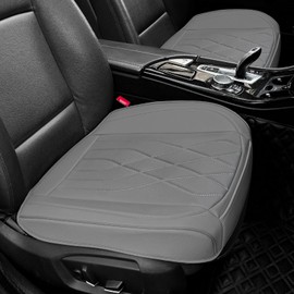 Sanwom 2 Pack Leather Front Car Seat Cover, Anti-Slip and Full Wrap Driver Car Seat Protectors with Storage Pocket, Luxury Waterproof Bottom Auto Seat Cushion Pad Mat for Most Vehicles (Gray)