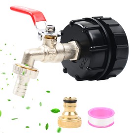 IBC Tank Accessories, IBC Tank Adapter Valve 2.44 Inch (62 mm), IBC Outlet Tap, Tank Valve Outlet Tap, for IBC Rainwater Tanks, Rain Outlet, Hose Fitting Barrels and Canisters
