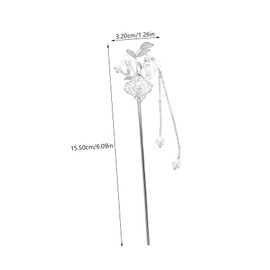Vaguelly Vintage Flower Hair Stick Tassel 1 pcs Traditional Chinese Hair Accessory for Women for Formal Events and Hanfu Styles