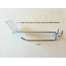 Trion Brand (200 Pack 4 Inch Flip Scan Metal Peg Hooks w/Label Holder 1/8" to 1/4" Pegboard