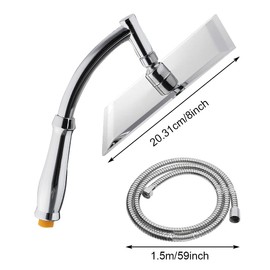Shower Head with Hose, Jet Types Shower Head with Hose 1.5 m, 360 Degree Adjustable Large Shower Head, Hand Shower, Shower Head, Rain Shower, Universal Shower Head for Bathing and Spa (Size: 8 Inches)