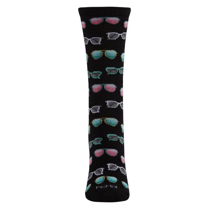 MeMoi Future So Bright Rayon Blend Crew Socks Black 9-11