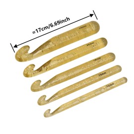 5 Pcs Large Crochet Hook Set Transparent Handle Knitting Needles Crochet Needle DIY Craft Weave Sewing Tools Yarn Crochet Needles Jumbo Crochet Hook for Blanket Shawl