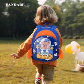 FANDARE Toddler Backpack Waterproof Preschool Backpack 3D Cute Cartoon Schoolbag for Kids Kindergarten with Anti Lost Leash Children's School Bags Girls Boys Daughter Son Outing Daypacks Blue