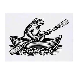 'Frog In A Rowing Boat' Temporary Tattoo - Water Resistant, Skin-Safe, Non-Toxic Transfer (TO00075781)