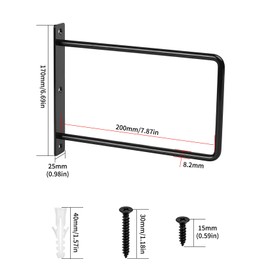 2 x Shelf Brackets, Black, 200 mm Square Shelf Brackets, Metal Shelf Brackets, Floating Wall Shelf Brackets, Shelf Wall Bracket, Shelf Bracket for Wooden Panels