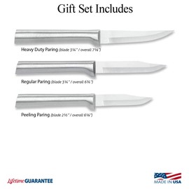 Rada Cutlery 3-Piece Paring Knife Galore Knife Gift Set , Made in USA, Silver Handles