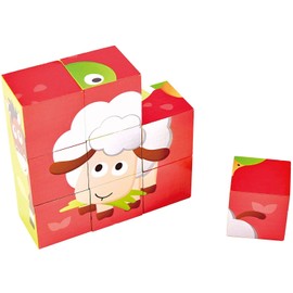 Hape Rompecabezas de Bloques de Animales de Granja | Puzzle 3D apilamiento Animal para niños pequeños, Multicolor