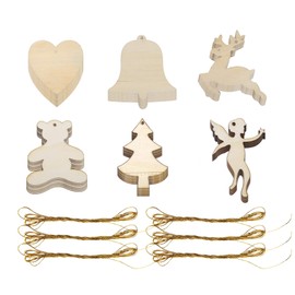 60Pcs Wooden Christmas Xmas Tree Decorations Reindeer Hanging Sign Bell Deer Heart Tree Spirit