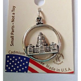 Wholesale Charms Sterling Silver 18mm Round cut out with Texas Capitol Austin the Capital Charm