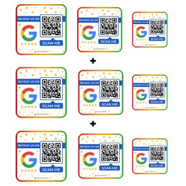 Google Review Stickers | Review QR Code | Review Sticker | Unlimited Scan (9 Google Sticker)