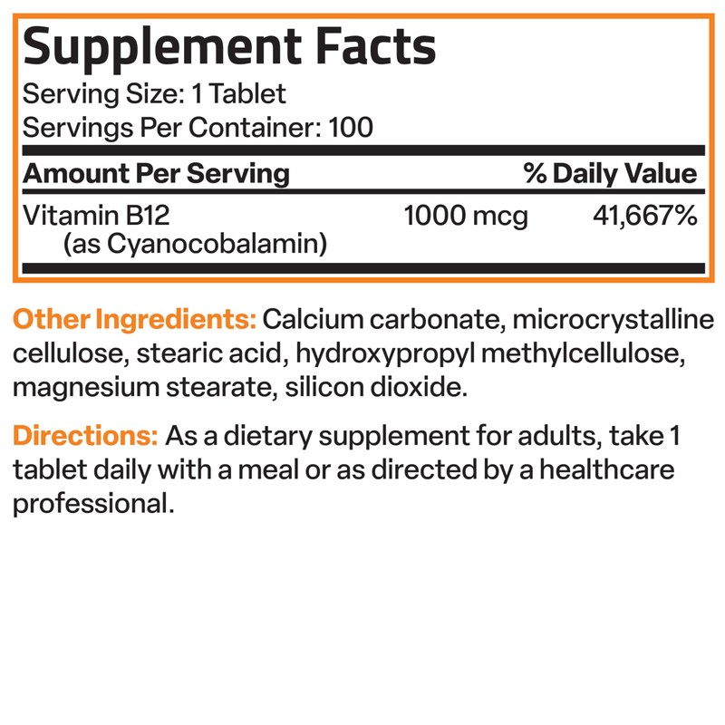 Bronson Vitamin B12 1000 mcg Sustained Release Premium Non GMO