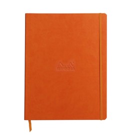 Rhodia Rhodiarama 117714C Notebook with Soft Cover in DIN A4+ Format, 220 x 297 mm, 80 Sheets, Micro-Perforated, Lined, with Elastic Band, Bookmark, Stretchy Inner Pocket, 1 Piece, Tangerine