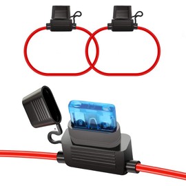 YUNPINGCAR ATC/ATO 15A In-Line Fuse Holder 16 Gauge Wiring Harness 12V Standard Plug Socket Pack of 2