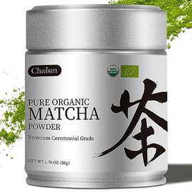Chaism Ceremonial Grade Matcha Green Tea Powder - Premium First Harvest USDA Organic Gluten-Free Vegan, 100 Pure Unsweetened No Additives, 1.76oz Tin 