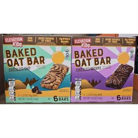 Elevation Kids NON-GMO Organic Baked Oat Bar Chocolate Chip & Chocolate Brownie 7.62oz 216g (Two Boxes)