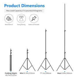 Neewer Heavy Duty Light Stand 10 Feet/3 Meters Adjustable Spring Cushioned Metal Photography Tripod Stand for Photo Studio Softbox, Flash Monolight, Ring Light and Other Photographic Equipment(Black)