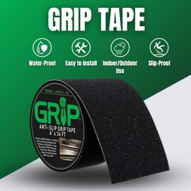Anti Slip High Traction Grip Tape for Stairs, Steps, Indoor, Outdoor - Black (4" x 34 Feet)