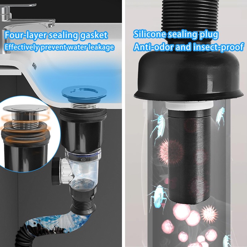 Bathroom Sink Drain kit Black,That can be Used with or