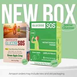 Glucose SOS Glucose Powder Packets with Natural Dextrose, Fast-Absorption That Instantly Dissolves in Your Mouth with No Water Needed, Green Apple 12 Servings