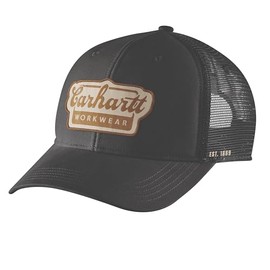 Carhartt Men's Rugged Flex Twill Mesh-Back Script Patch Cap, Black