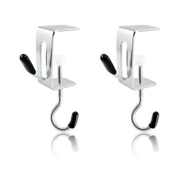 11 Pcs Desk Hook for Bag,Upgraded 2-Hook Metal Clamp Hooks,Purse Hook for Table,Adjustable Heavy Duty Clipa Bag Hanger Under Desk,Shelf Hooks for Hanging with Scratch-Proof Rubber Cover