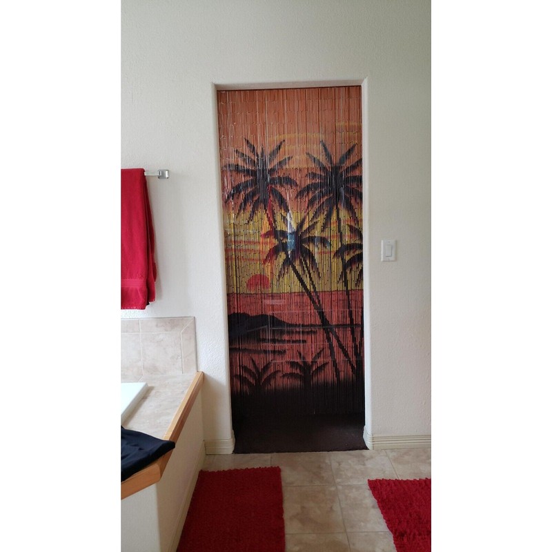 ABeadedCurtain - Tropical Sunset Palm Trees Beaded Curtain 90 Strands