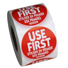DREAM ART "USE First" Trilingual Removable Label 1.5 Inch Total 500 Labels Per Roll 3Roll