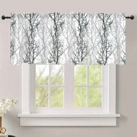 MHLSWY 54x18 Inches Abstract Ink Tree Branch Window Valance Kitchen Blackout Drapes Bathroom Bedroom Living Room Polyester Fabric Curtains Decorations Supplies