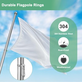 M METERXITY 4-Pack Flag Pole Rings 0.2-0.5 Inches, Adjustable Flag Pole Clips W Flagpole Clamp to Hold Flag, Stainless Steel Flagpole Clips Grommet Rings for Garden/Boat/Vehicle/Yacht