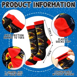 Glitopper 6 Pairs Mothman Socks Crew Adult Sock Novelty Cotton Crew Socks for Men Women Adult Ideas Family Friends Funny Christmas Father's Day Stuff Gifts