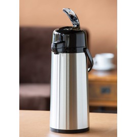 Service Ideas ECAL22S Eco-Air Airpot with Lever Lid, Insulated Beverage Dispenser, Thermal Coffee Carafe, 2.2 Liter, Glass vacuum insulated