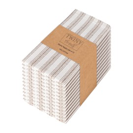 TWINY THREADS Juego de 12 servilletas de tela de cocina (18 x 18 pulgadas), servilletas de algodón y lino de calidad, suaves, duraderas y reutilizables, servilletas de mesa de calidad de hotel (café)