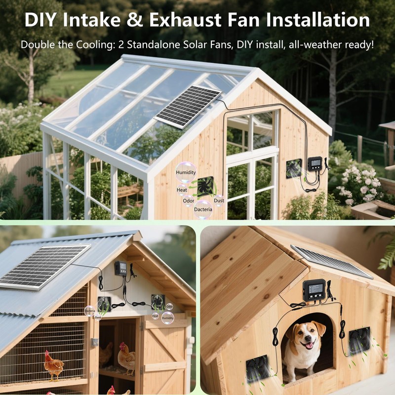 25W Solar Fan for Chicken Coop, Solar Exhaust Fan for