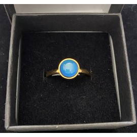 None Round Stone Stainless Steel Gold Mood Ring Size 6 + Color Chart + Gift Box & Bag