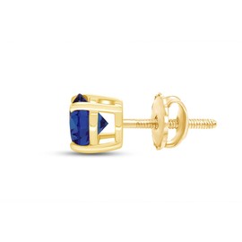 1/2 Carat Round Cut Simulated Blue Sapphire Single Solitaire Stud Earring In 14k Yellow Gold Plated 925 Sterling Silver Jewelry Gift For Mens Birthday (0.50 Cttw)