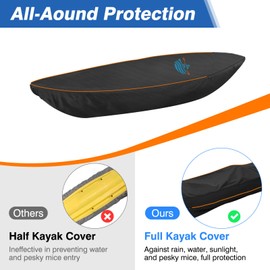 Kayak Cover,Canoe Cover,Upgraded Full Wrap Thickened Waterproof Kayak Cover for Indoor Outdoor, Paddle Board, SUP, and Kayak Boat(Fit 10ft-12ft Kayak)