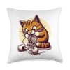 Cat Ate Earbuds Funny Pet Throw Pillow