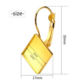Leverback Cabochon Earring Setting, 20 Pieces Brass Lever Back Hoop Bezel Earrings Earwires with Flat Square Tray for DIY Domed Cabochons Earrings - 12 mm Tray