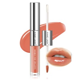 Lip Gloss 2 in 1 Double End, Popular, No Falling, Moisturizing, Long Lasting, High Color, Moisturizing, Lipstick, Does Not Stick to Mask (01 Mericoral)