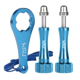 HSU Aluminum Alloy Extension Long Thumbscrews + Wrench for Gopro Hero 13, 12, 11, 10, 9, 8, 7, 6, 5, 4, Compatible with GoPro Media Mod, AKASO Campark and Other Action Cameras (Blue)