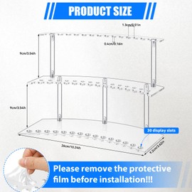 Acrylic Pen Display Stand, 2-Tier, 30 Slots, 1.3cm Wide Slots