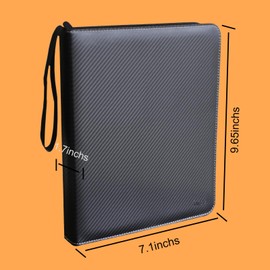 Fweel Deluxe Trading Card Binder: Premium 4-Pocket Album with 400 Loading Pockets, Ideal for Boys and Girls. Includes adjustable Shoulder Strap - Carry by Hand or Wear on Your Back Convenience (Black)
