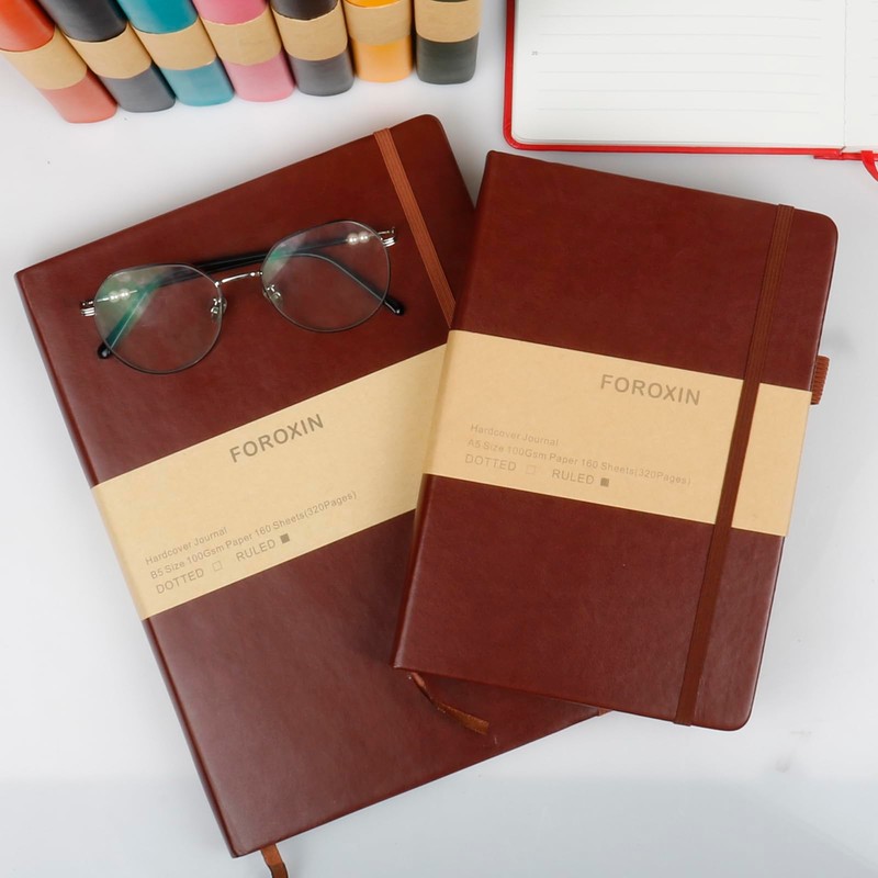 foroxin Lined Journal Notebook, (Brown), 320 Pages, Medium 5.7 inches