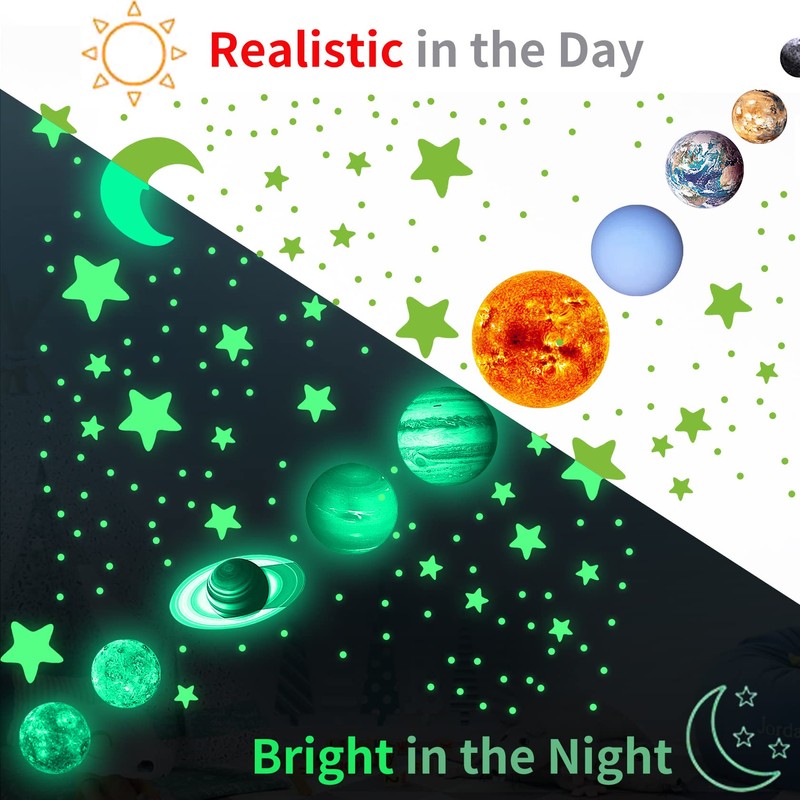 Yosemy Wall Sticker Luminous Stickers 9 Planets Luminous Stars Luminous