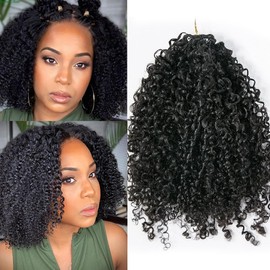 Crochet Human Hair Kinky Curly Pre-Separated Invisble Micro Loop Hair Extensions Seamless and Knotless Feather Crochet Human Hair For Twist Boho Braiding 20inch 120g