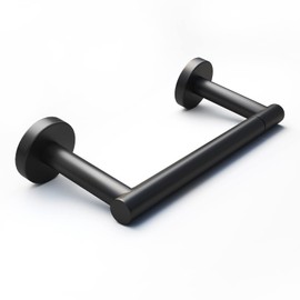 POKIM Black Toilet Paper Holder - Double Post Pivoting TP Large Mega Roll Tissue Holder for Bathroom Wall Mount (Matte Finish)