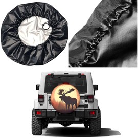 Dujiea Wild Moose Nature Landscape Spare Tire Cover, Universal Wheel Tire Cover Dust-Proof Tire Protectors for Trailer Rv Van SUV Truck Camper and Many Vehicle 14 15 16 17 Inch