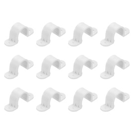 sourcing map 12Pcs PVC Pipe Straps, 16mm(5/8") Plastic Conduit Strap 2 Holes PVC Pipe Mounting Bracket for PVC Pipe Conduit and Cables, White